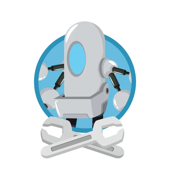 Mechanischer Roboter mit Schraubenschlüssel-Logo — Stockvektor