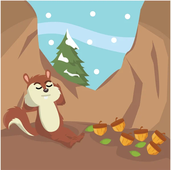 Écureuil hiberné vecteur illustration design — Image vectorielle