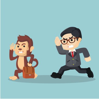 maymun çalmak çantasından işadamı