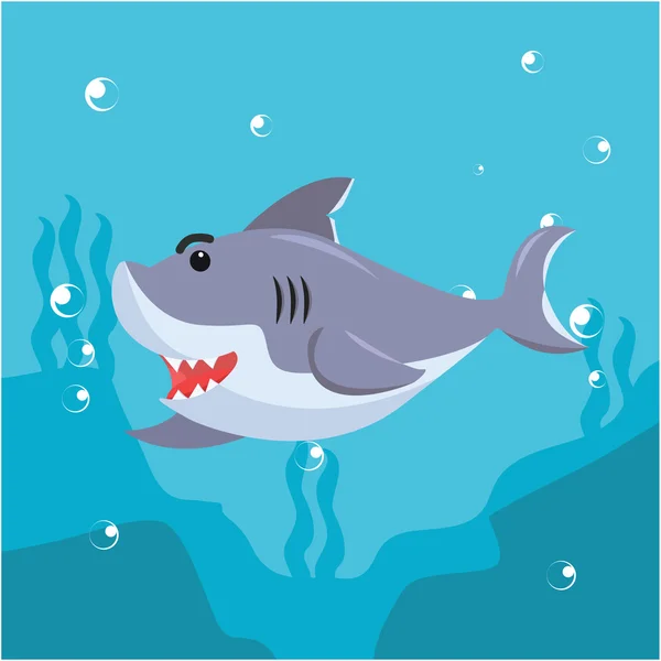 Charakter wektor ilustracja projekt pływanie rekin — Wektor stockowy