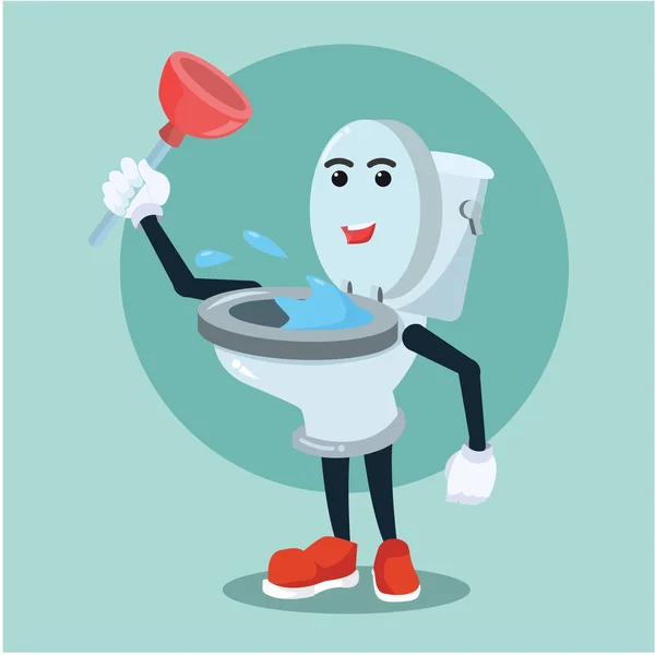 Toiletman holding toilet pomp — Stockvector