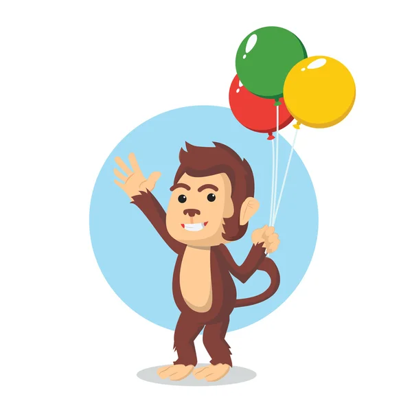 猴子抱着气球矢量插图设计 — 图库矢量图片