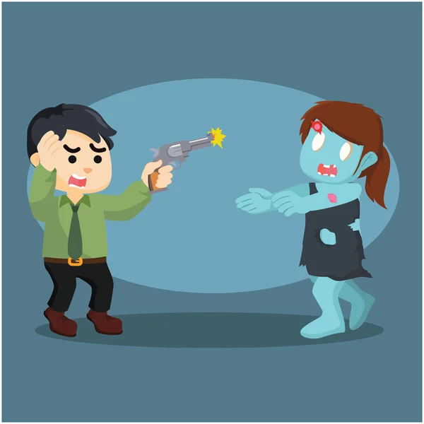 Guy shot zombie undead — Stockvector