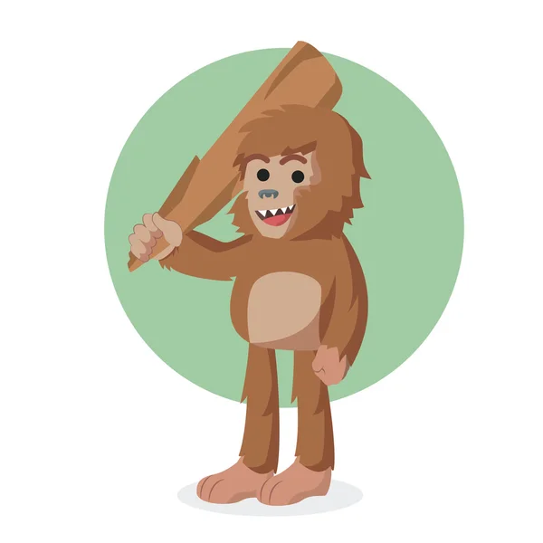 Bigfoot holding big foot — Stock Vector