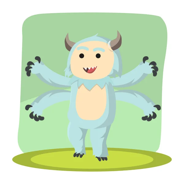 Fyra armar monster vektor illustration design — Stock vektor