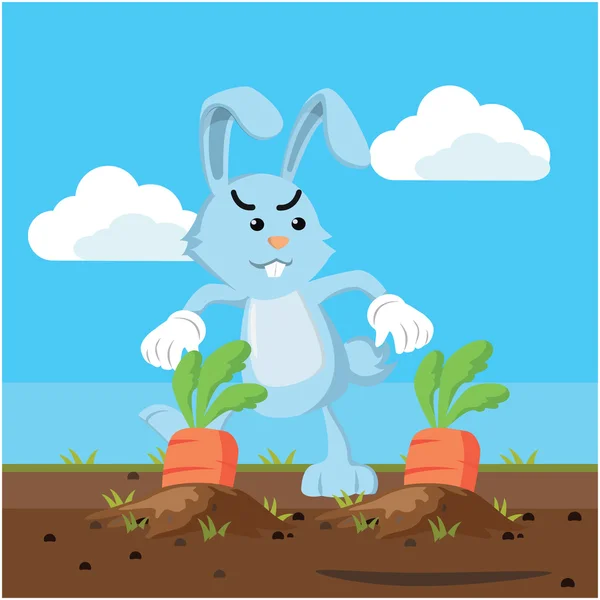 Bunny stelen wortel vector illustratie ontwerp — Stockvector