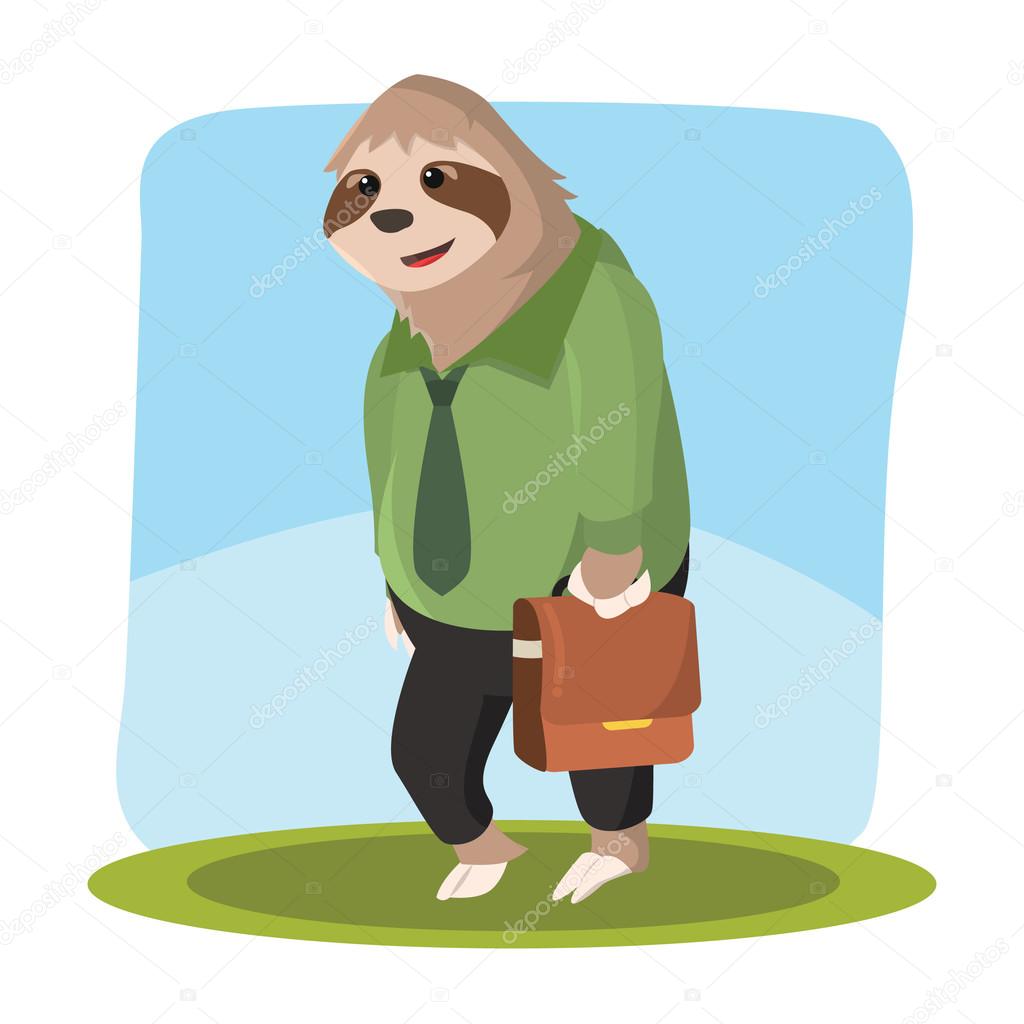 sloth office holding bag