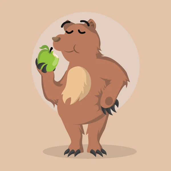 Oso comer manzana vector ilustración diseño — Vector de stock