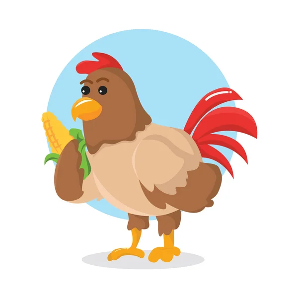 Pollo sosteniendo maíz vector ilustración diseño — Archivo Imágenes Vectoriales