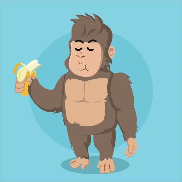 Gorilla isst Bananen Vektor Illustration Design — Stockvektor
