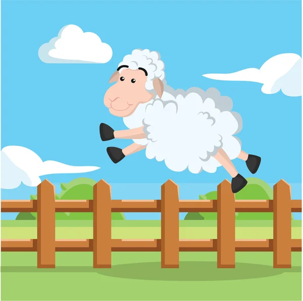 羊跳过篱笆 — 图库矢量图片