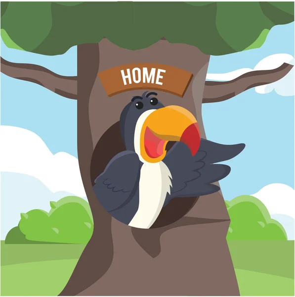 Toucan home vector illustration design — Stock Vector