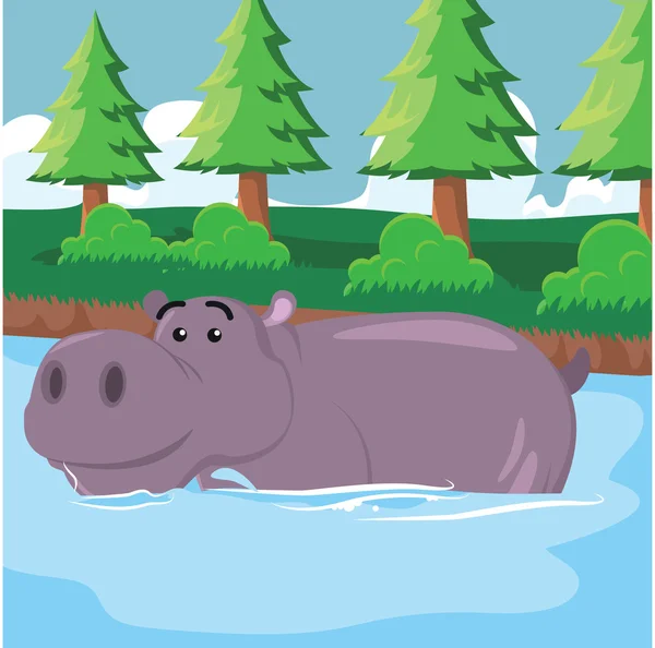 Hippo inweken vector illustratie ontwerp — Stockvector