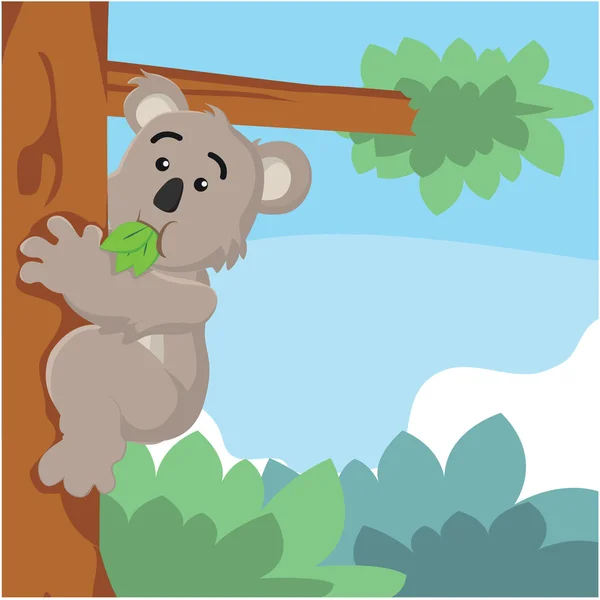 Koala comer en el árbol — Vector de stock