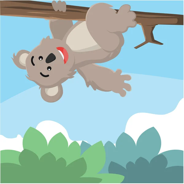 Koala colgando en rama — Vector de stock