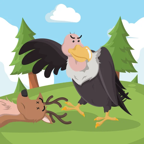 Vulture and its prey — Stock Vector