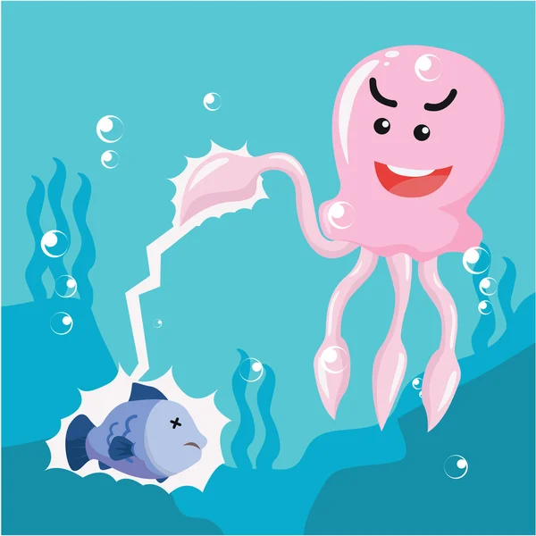 Desenho de ilustração de vetor de peixe eletrofofo medusa — Vetor de Stock