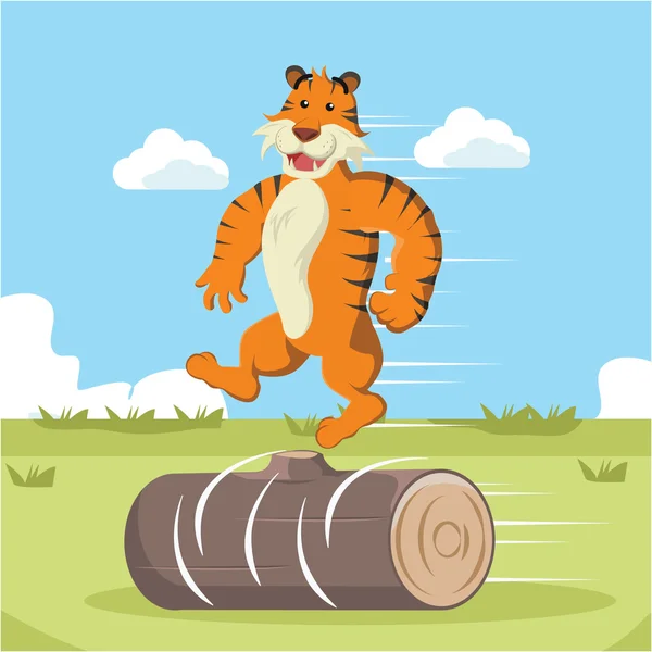 Tigre haciendo movimiento acrobático — Vector de stock