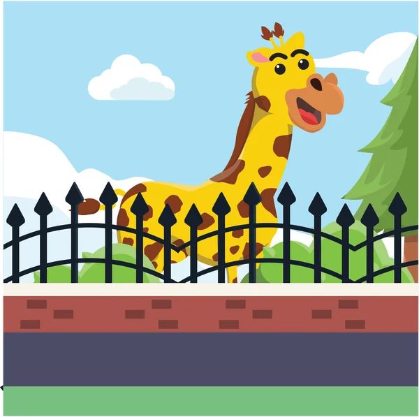 Giraff på zoo vektor illustration design — Stock vektor