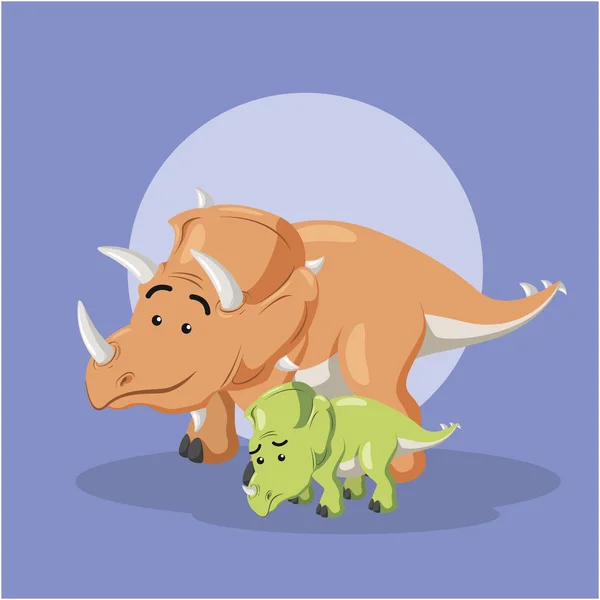 Triceratops en haar zoon — Stockvector
