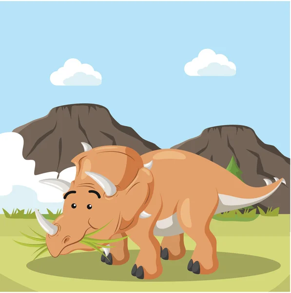 Triceratops eten gras vector illustratie ontwerp — Stockvector