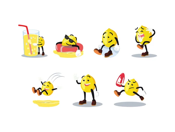 Lemon man cartoon set — Stock Vector