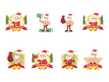 Noel Baba çizgi film set illüstrasyon tasarımı