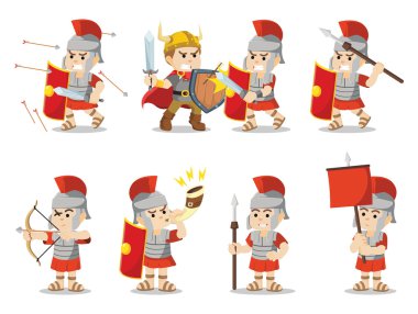 roman soldier set illustration design clipart