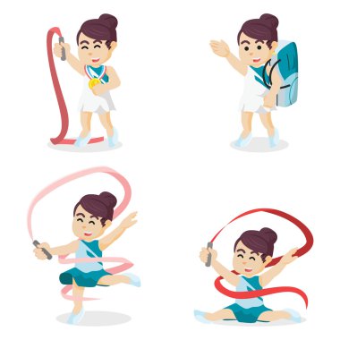 Şerit dansçı set illüstrasyon tasarımı