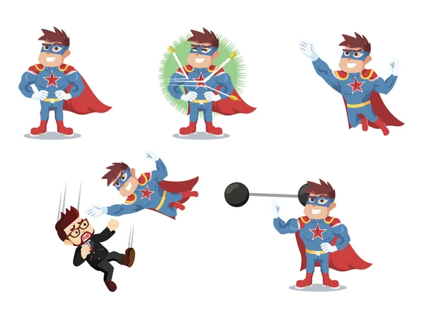 Diseño de ilustración conjunto de dibujos animados de superhéroes — Vector de stock