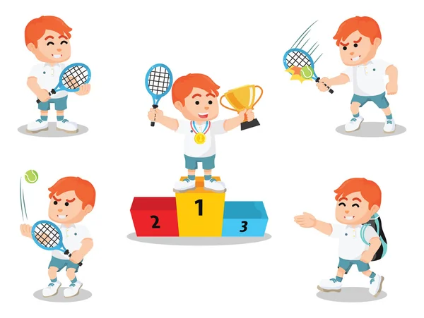 Tenis jugador conjunto ilustración diseño — Vector de stock