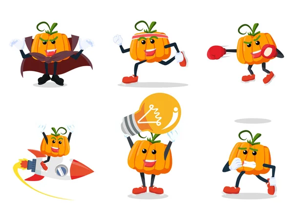 Pumpkin cartoon set illustration design — стоковый вектор