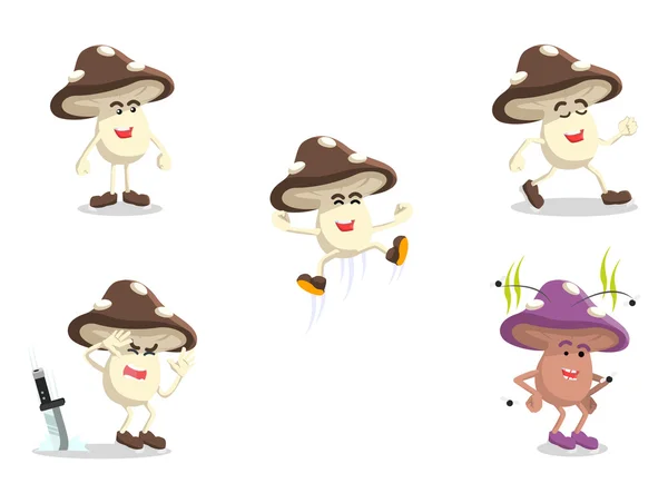 蘑菇卡通设置插图设计 — 图库矢量图片