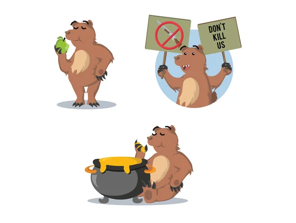 Bear Cartoon Set Illustration Design — Stockvektor