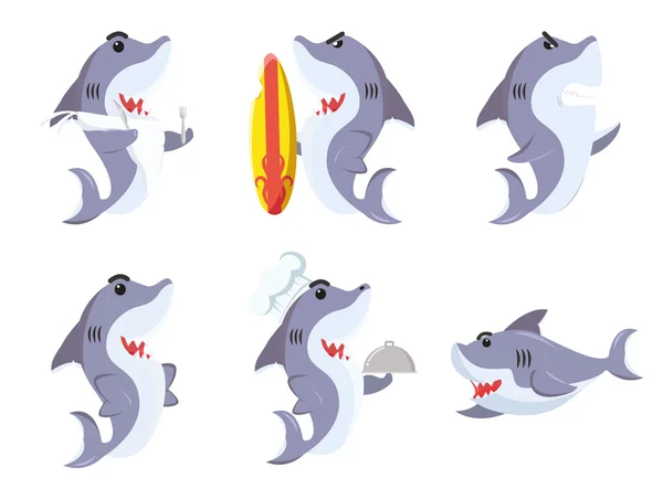 Shark tecknad scenografi illustration — Stock vektor