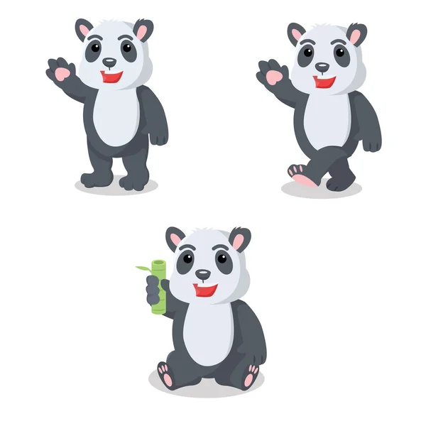 熊猫卡通设置插图设计 — 图库矢量图片