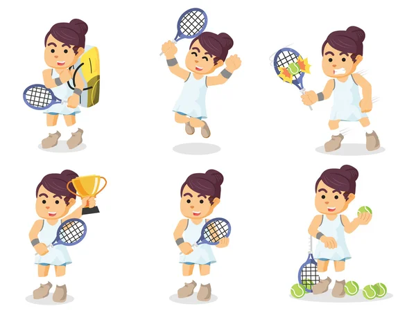 Female tennis player set — Stock Vector