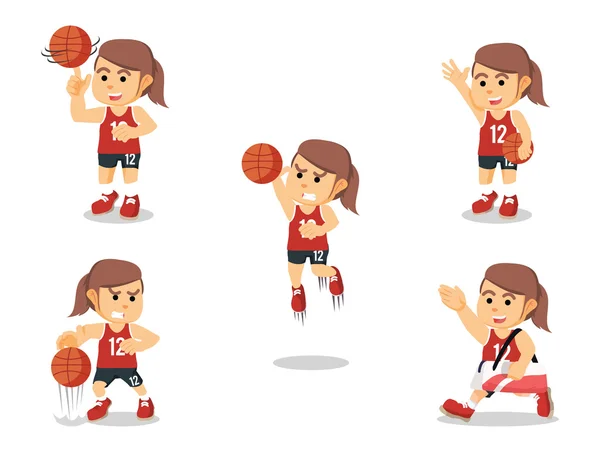 Ensemble de joueur de basket féminin — Image vectorielle