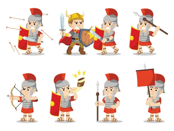 Roman soldier set illustration design — Stock Vector