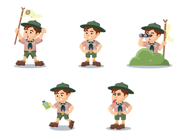 Boy scout conjunto de dibujos animados — Vector de stock