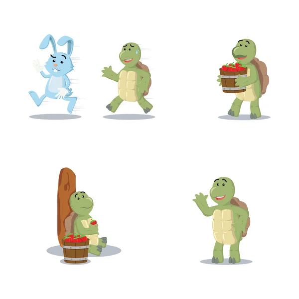 Tortuga dibujos animados conjunto ilustración diseño — Vector de stock