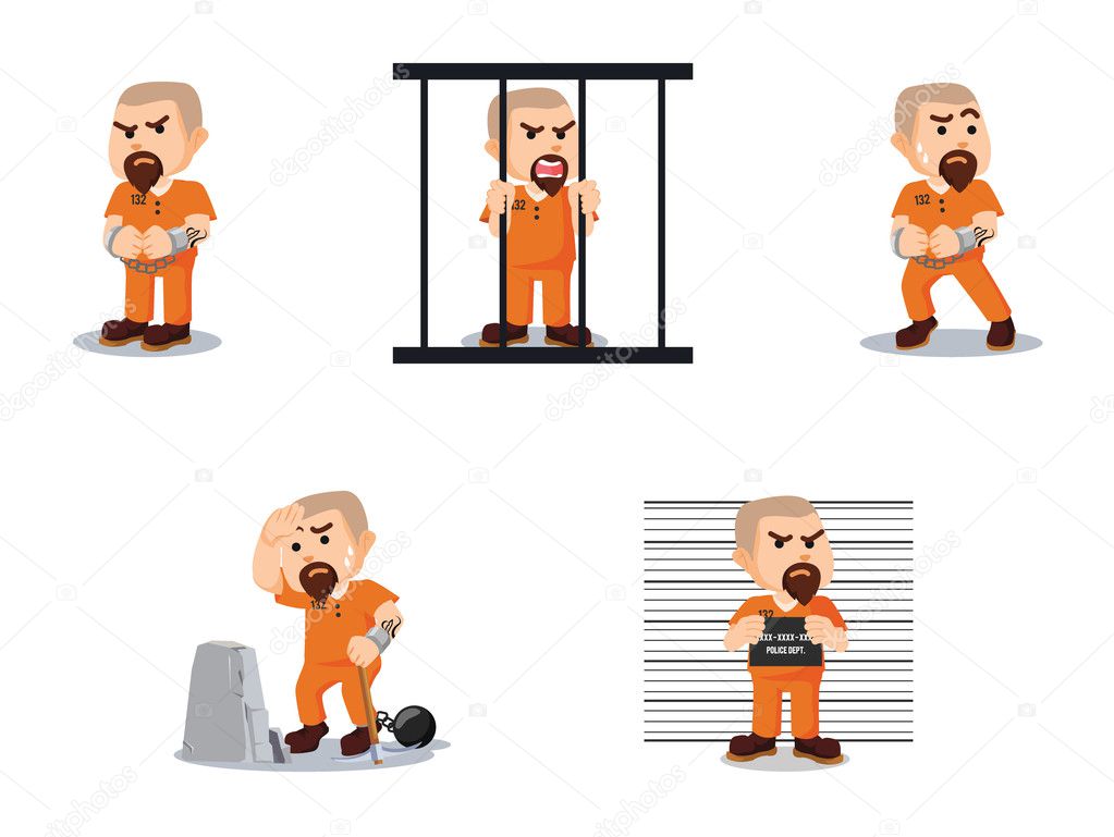 convict cartoon set vector illustration design