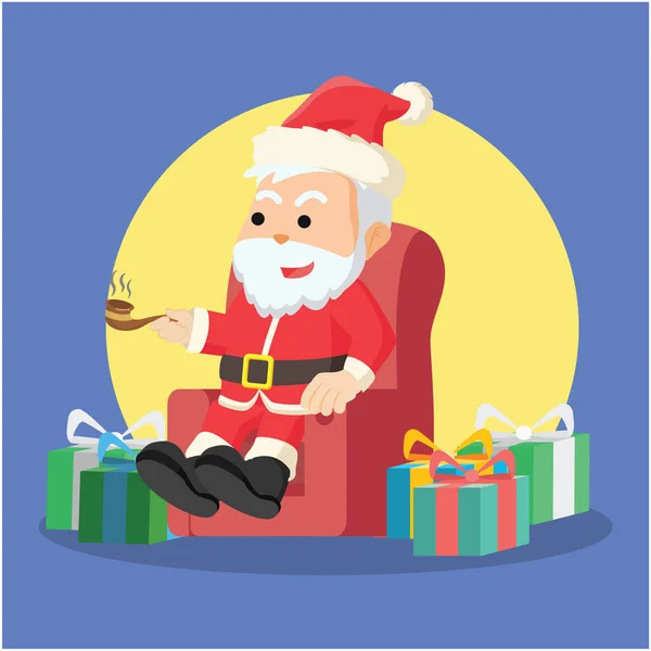 Santa sentado con muchas cajas de Navidad — Archivo Imágenes Vectoriales