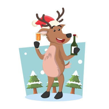 bira illüstrasyon tasarım tutarak geyik