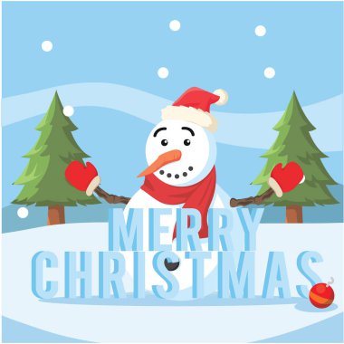 kardan adam merry christmas illüstrasyon tasarımı