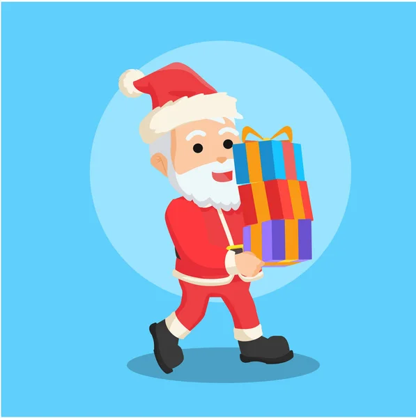 Santa con muchos regalos de Navidad — Archivo Imágenes Vectoriales