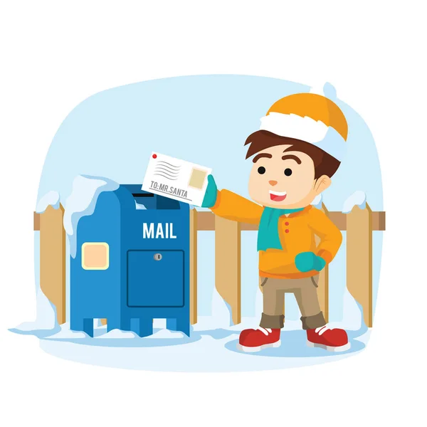 Мальчик отправляет письмо Санта — стоковый вектор