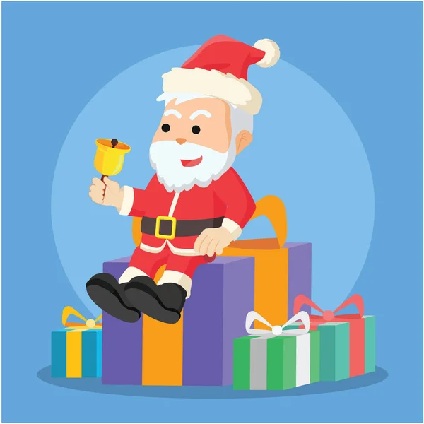 Santa sentado en la caja de Navidad — Archivo Imágenes Vectoriales