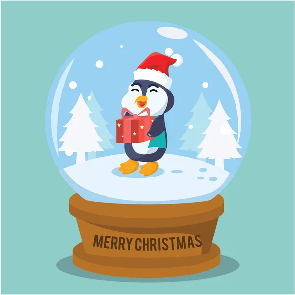 Пингвин на шаре из снежного стекла — стоковый вектор