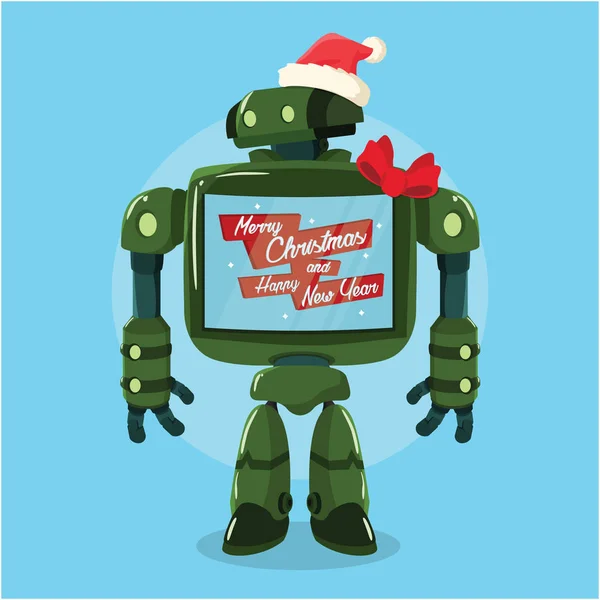 Gigante robô feliz Natal ilustração — Vetor de Stock